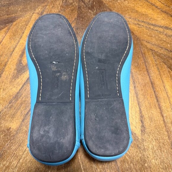 Talbots Blue Leather Slip on Loafers Women 9 B Buckles - Picture 6 of 9